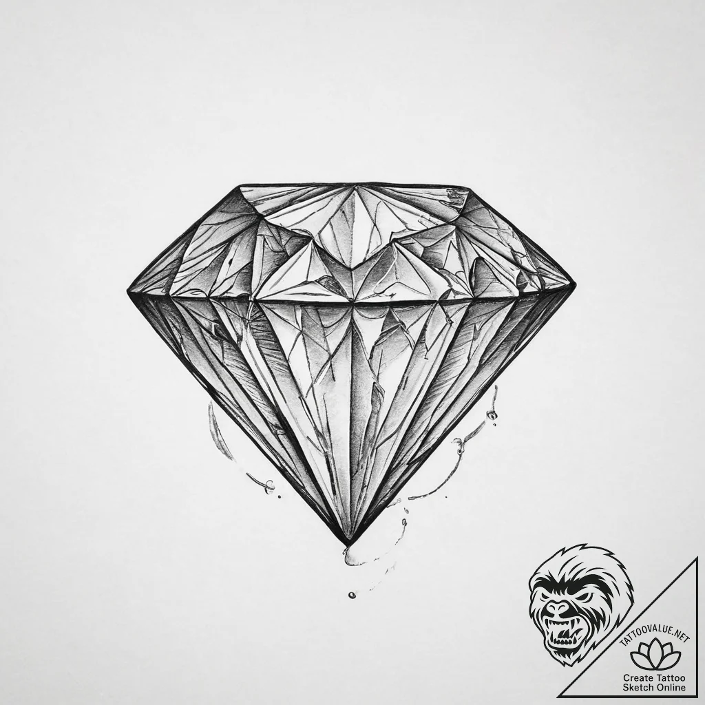 Tattoo sketch diamond - tattoo sketch (№1756718652_0, 01.09.2025 09:24) — tattoovalue.net
