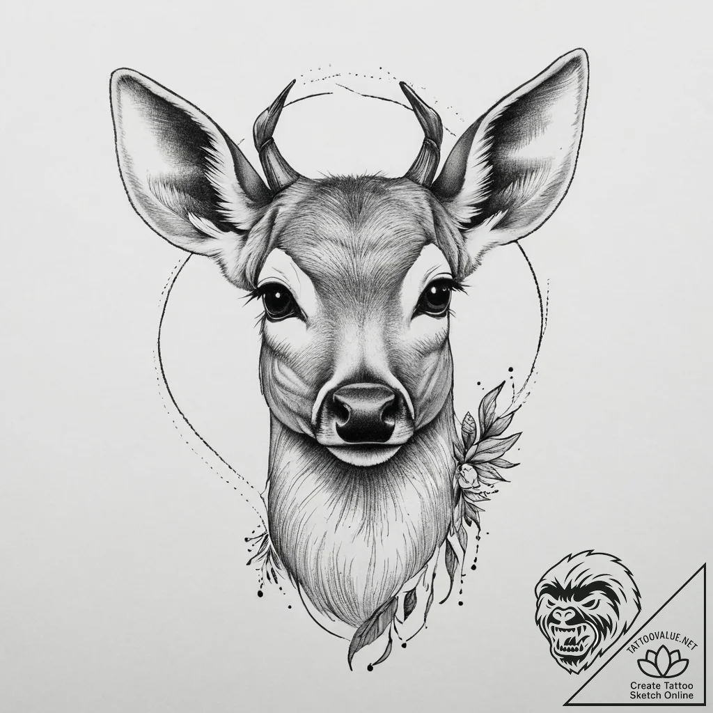 Tattoo sketch graceful fawn tattoo, tattoo dr... - tattoo sketch (№1756719248_0, 01.09.2025 09:34) — tattoovalue.net