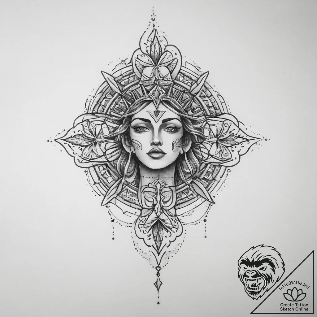 Tattoo sketch blessed being - tattoo sketch (№1756720039_0, 01.09.2025 09:47) — tattoovalue.net