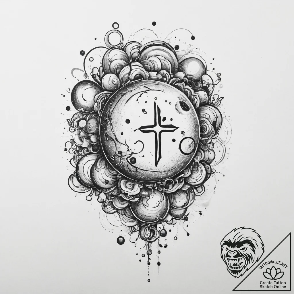 Tattoo sketch universe in a bubble, artistic... - tattoo sketch (№1756720832_0, 01.09.2025 10:00) — tattoovalue.net