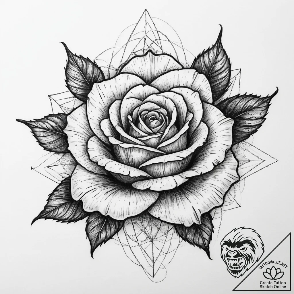 Tattoo sketch rose flower, artistic tattoo sk... - tattoo sketch (№1756721031_0, 01.09.2025 10:03) — tattoovalue.net