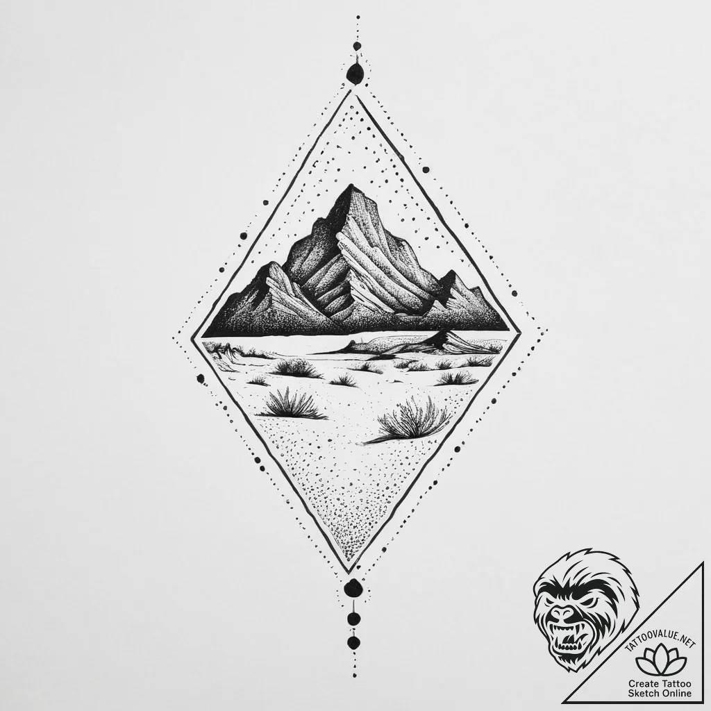 Tattoo sketch desert, tattoo line art, black... - tattoo sketch (№1756722223_0, 01.09.2025 10:23) — tattoovalue.net
