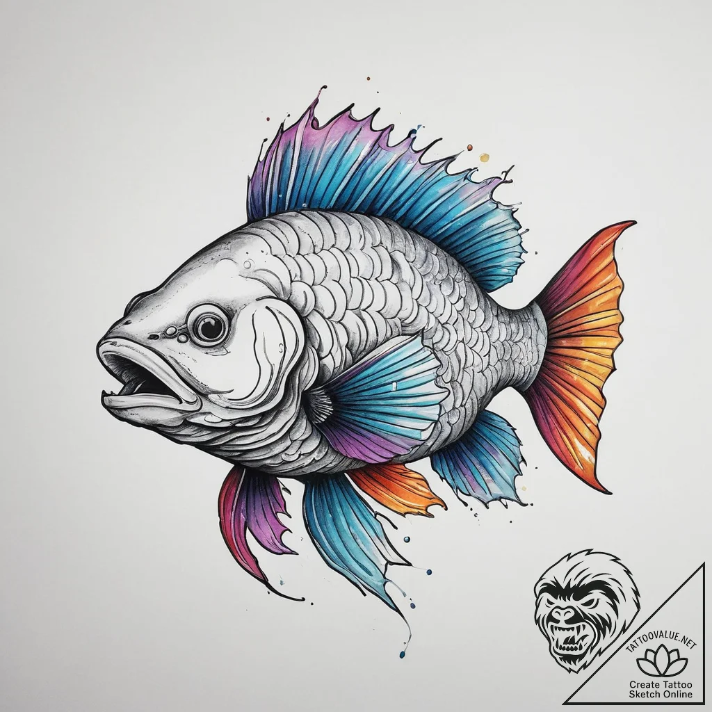 Tattoo sketch wolffish, ink illustration for... - tattoo sketch (№1756722421_0, 01.09.2025 10:27) — tattoovalue.net
