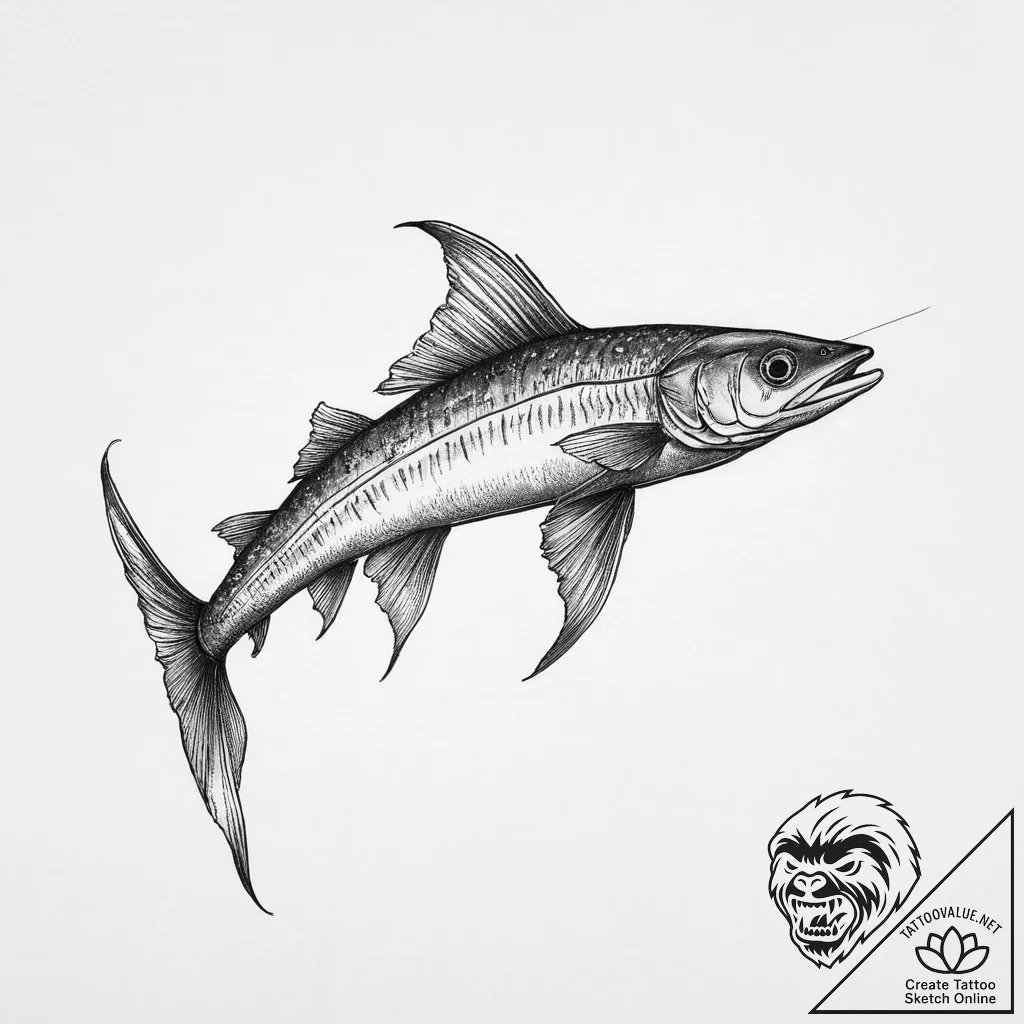 Tattoo sketch ribbonfish, artistic tattoo ske... - tattoo sketch (№1756723017_0, 01.09.2025 10:36) — tattoovalue.net