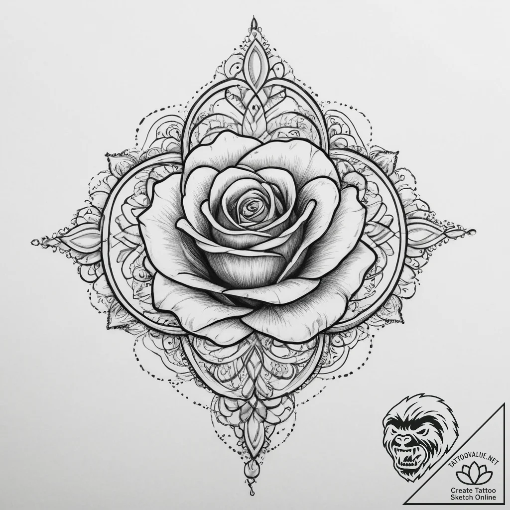 Tattoo sketch infinity symbol with a rose, ta... - tattoo sketch (№1756723413_0, 01.09.2025 10:43) — tattoovalue.net
