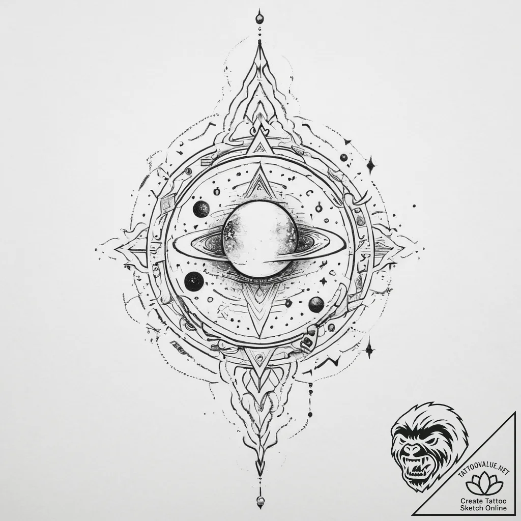 Tattoo sketch cosmic space - tattoo sketch (№1756723810_0, 01.09.2025 10:50) — tattoovalue.net