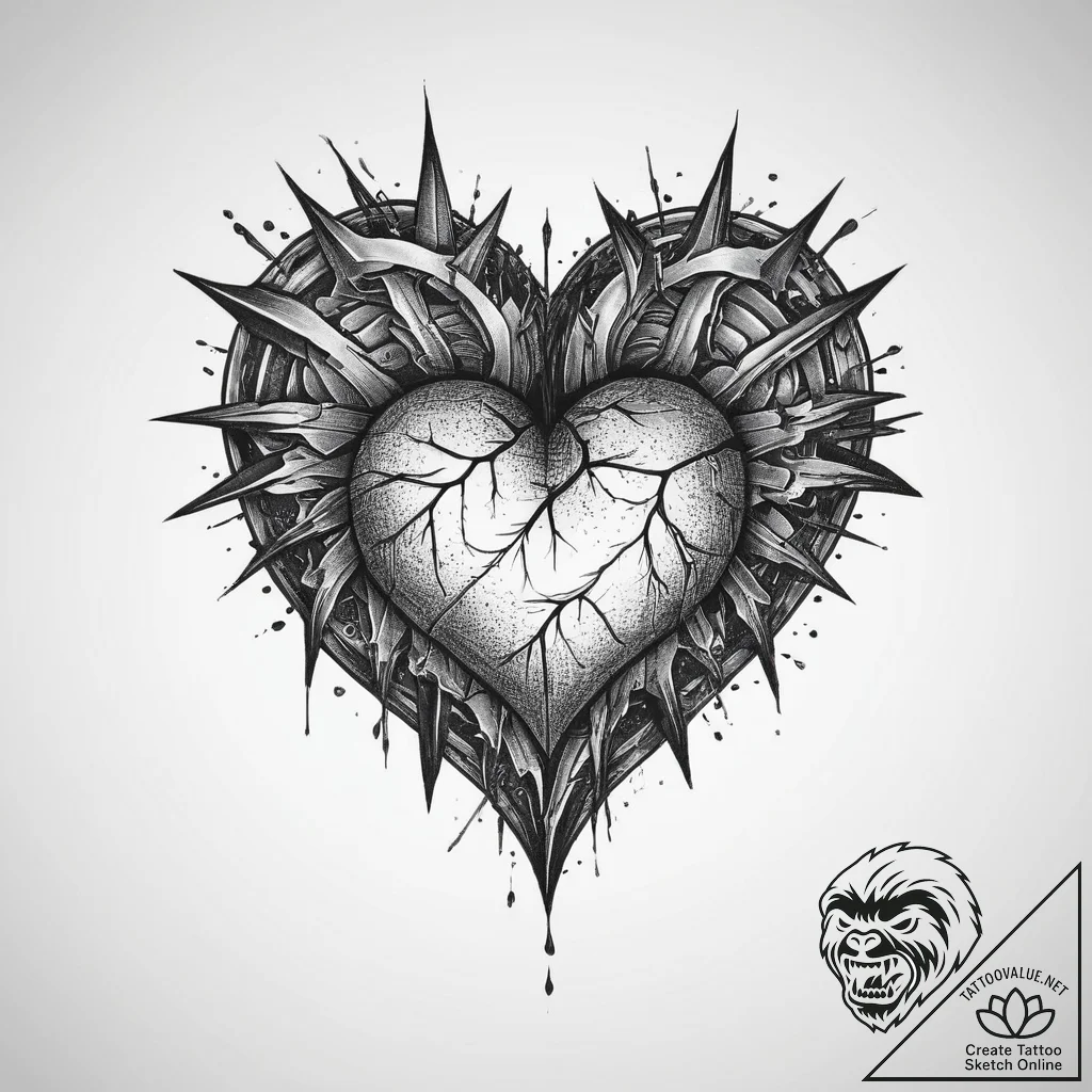 Tattoo sketch узор в виде разбитого сердца, t... - tattoo sketch (№1756724802_0, 01.09.2025 11:06) — tattoovalue.net