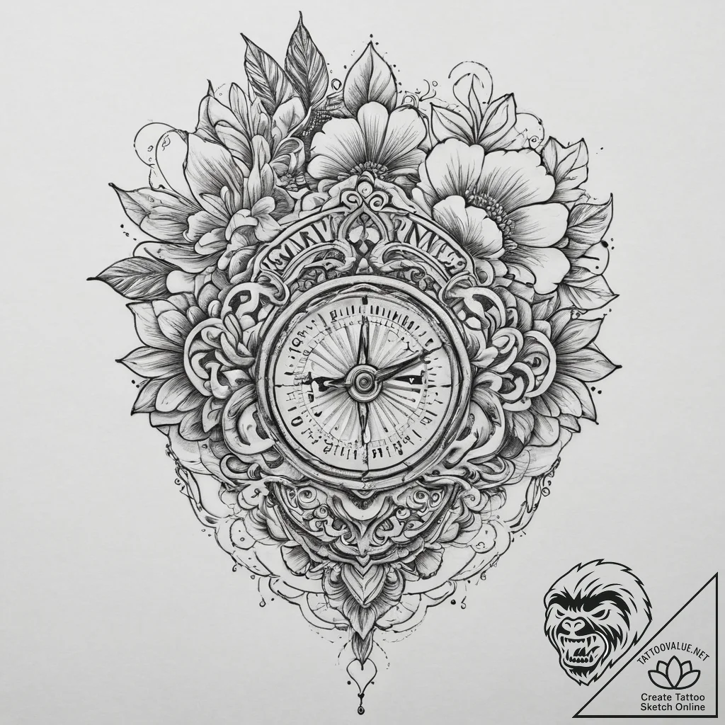 Tattoo sketch parking meter with a flower, ta... - tattoo sketch (№1756725397_0, 01.09.2025 11:16) — tattoovalue.net