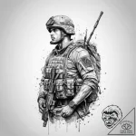 Tattoo sketch soldier with a paper, tattoo li… – tattoo sketch (№1756725988_0, 01.09.2025 11:26) — tattoovalue.net