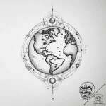 Tattoo sketch cosmic earth – tattoo sketch (№1756726187_0, 01.09.2025 11:29) — tattoovalue.net