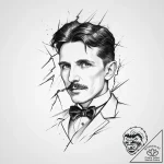 Tattoo sketch nikola tesla with lightning – tattoo sketch (№1756727580_0, 01.09.2025 11:53) — tattoovalue.net