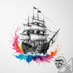 Tattoo sketch пиратский корабль, ink illustra… – tattoo sketch (№1756727976_0, 01.09.2025 11:59) — tattoovalue.net