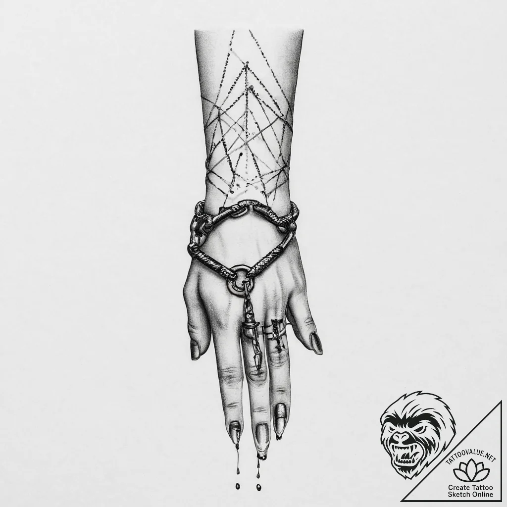 Tattoo sketch hands with a chain, tattoo sket... - tattoo sketch (№1756728802_0, 01.09.2025 12:13) — tattoovalue.net