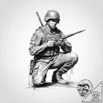 Tattoo sketch soldier with a brush – tattoo sketch (№1756730023_0, 01.09.2025 12:33) — tattoovalue.net