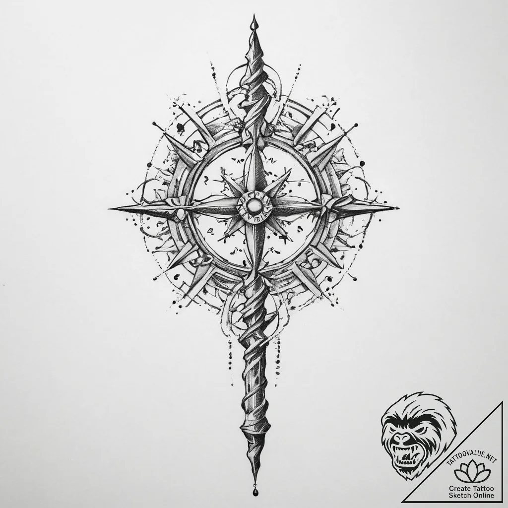 Tattoo sketch magic staff - tattoo sketch (№1756730419_0, 01.09.2025 12:40) — tattoovalue.net