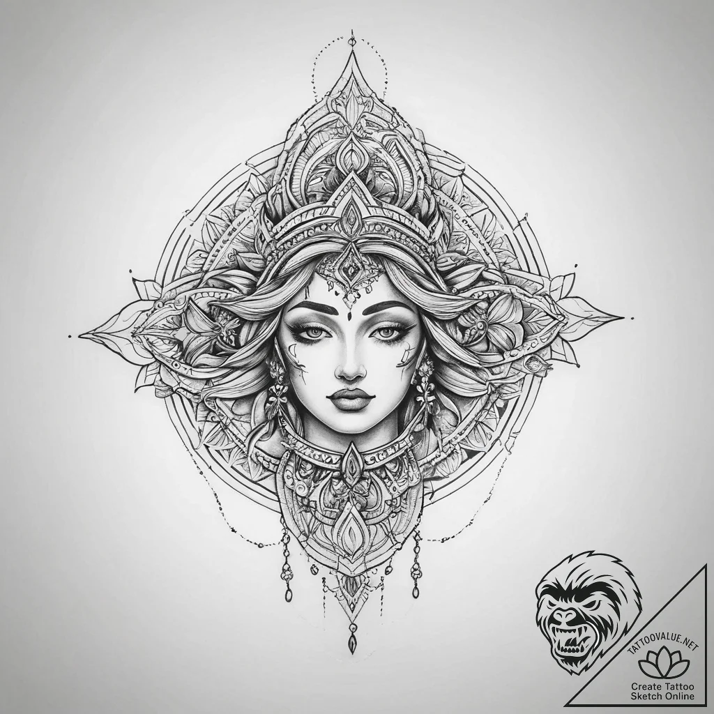 Tattoo sketch divine representation - tattoo sketch (№1756731616_0, 01.09.2025 13:00) — tattoovalue.net
