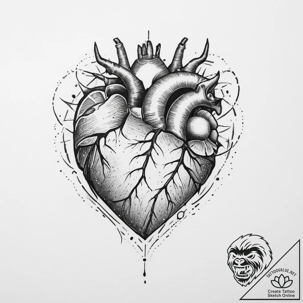 Tattoo sketch heart - tattoo sketch (№1756734003_0, 01.09.2025 13:40) — tattoovalue.net