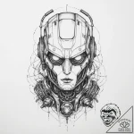 Tattoo sketch cyberpunk robot, tattoo line ar… – tattoo sketch (№1756735579_0, 01.09.2025 14:06) — tattoovalue.net