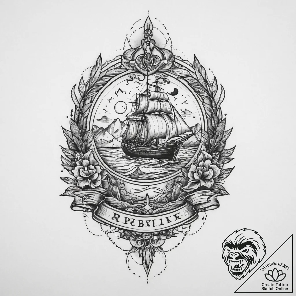 Tattoo sketch sacred river, tattoo drawing ou... - tattoo sketch (№1756736368_0, 01.09.2025 14:19) — tattoovalue.net
