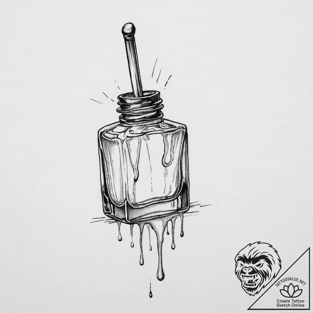 Tattoo sketch nail polish drip - tattoo sketch (№1756736762_0, 01.09.2025 14:26) — tattoovalue.net