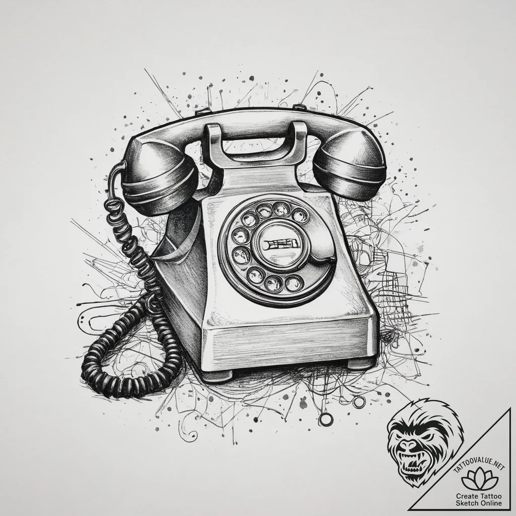 Tattoo sketch receptionist telephone and desk... - tattoo sketch (№1756737946_0, 01.09.2025 14:45) — tattoovalue.net