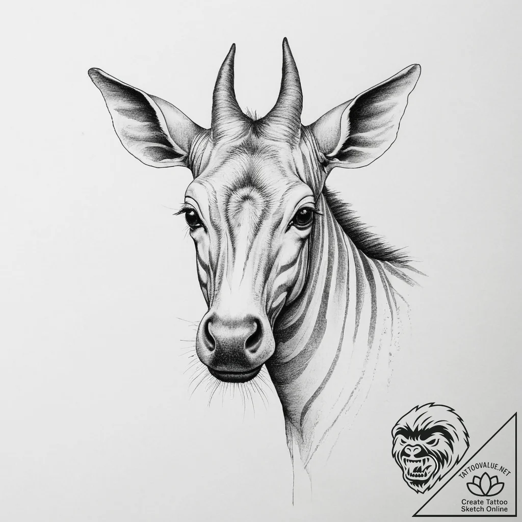 Tattoo sketch okapi, concept art for tattoo,... - tattoo sketch (№1756738538_0, 01.09.2025 14:55) — tattoovalue.net