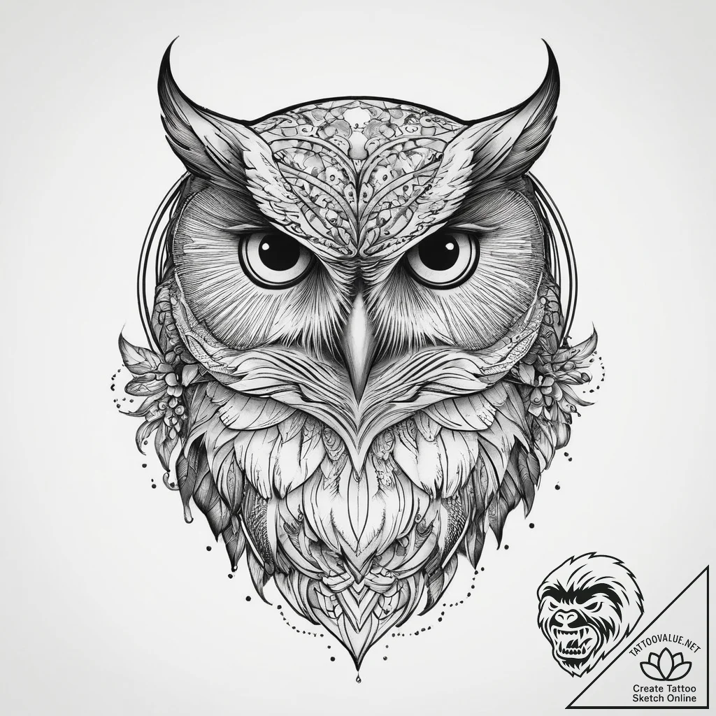 Tattoo sketch owl tattoo, tattoo drawing outl... - tattoo sketch (№1756739524_0, 01.09.2025 15:12) — tattoovalue.net