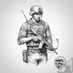 Tattoo sketch soldier with a thread – tattoo sketch (№1756741883_0, 01.09.2025 15:51) — tattoovalue.net