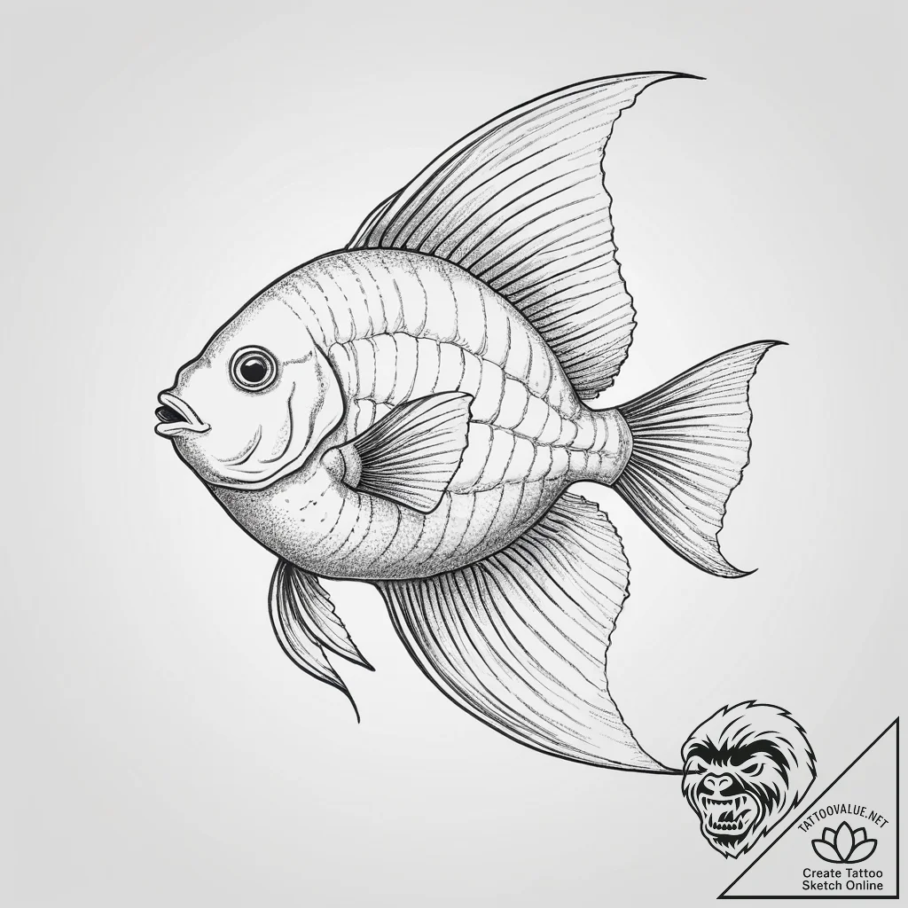 Tattoo sketch angelfish, ink illustration for... - tattoo sketch (№1756742275_0, 01.09.2025 15:57) — tattoovalue.net