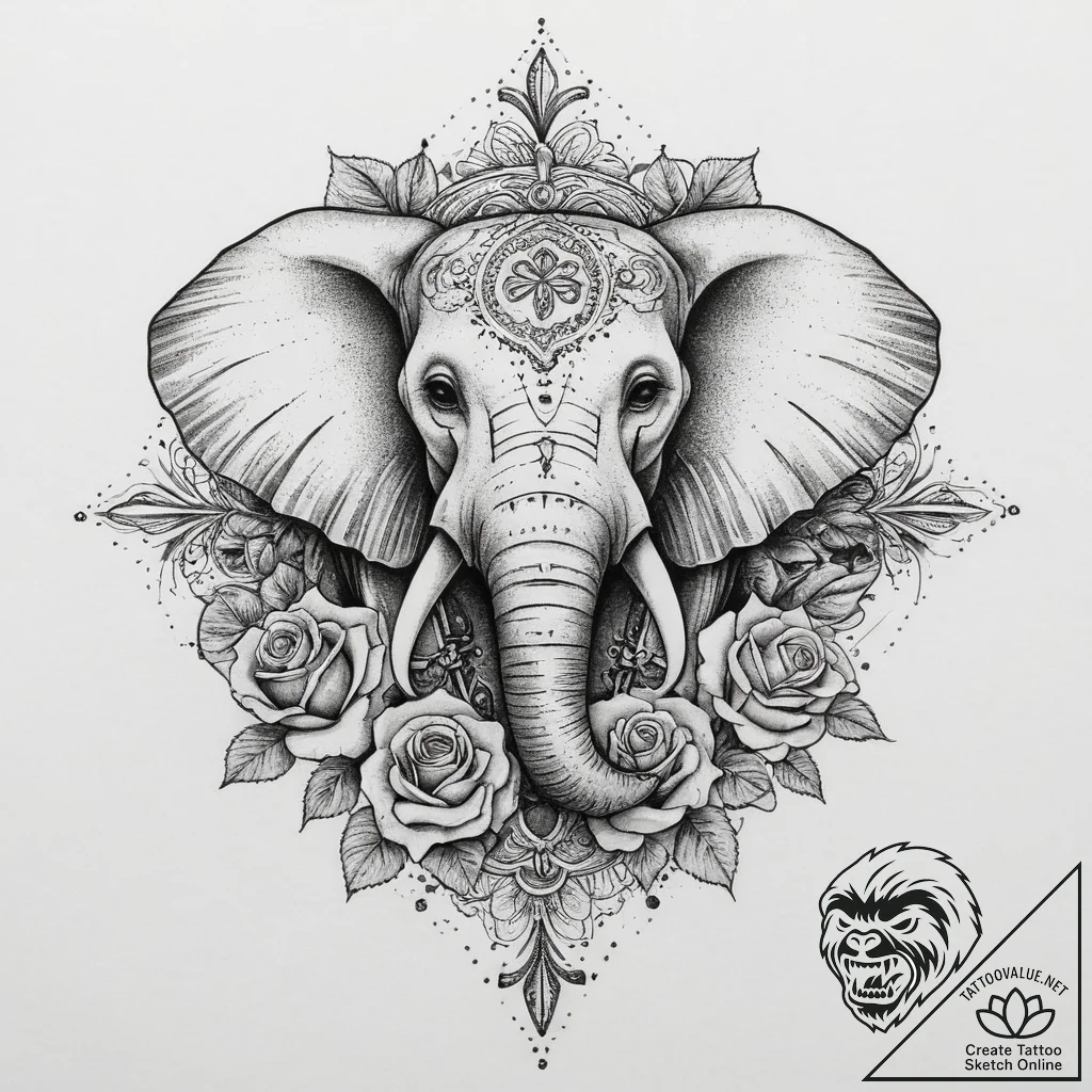Tattoo sketch dotwork слон из точек, tattoo d... - tattoo sketch (№1756743258_0, 01.09.2025 16:14) — tattoovalue.net
