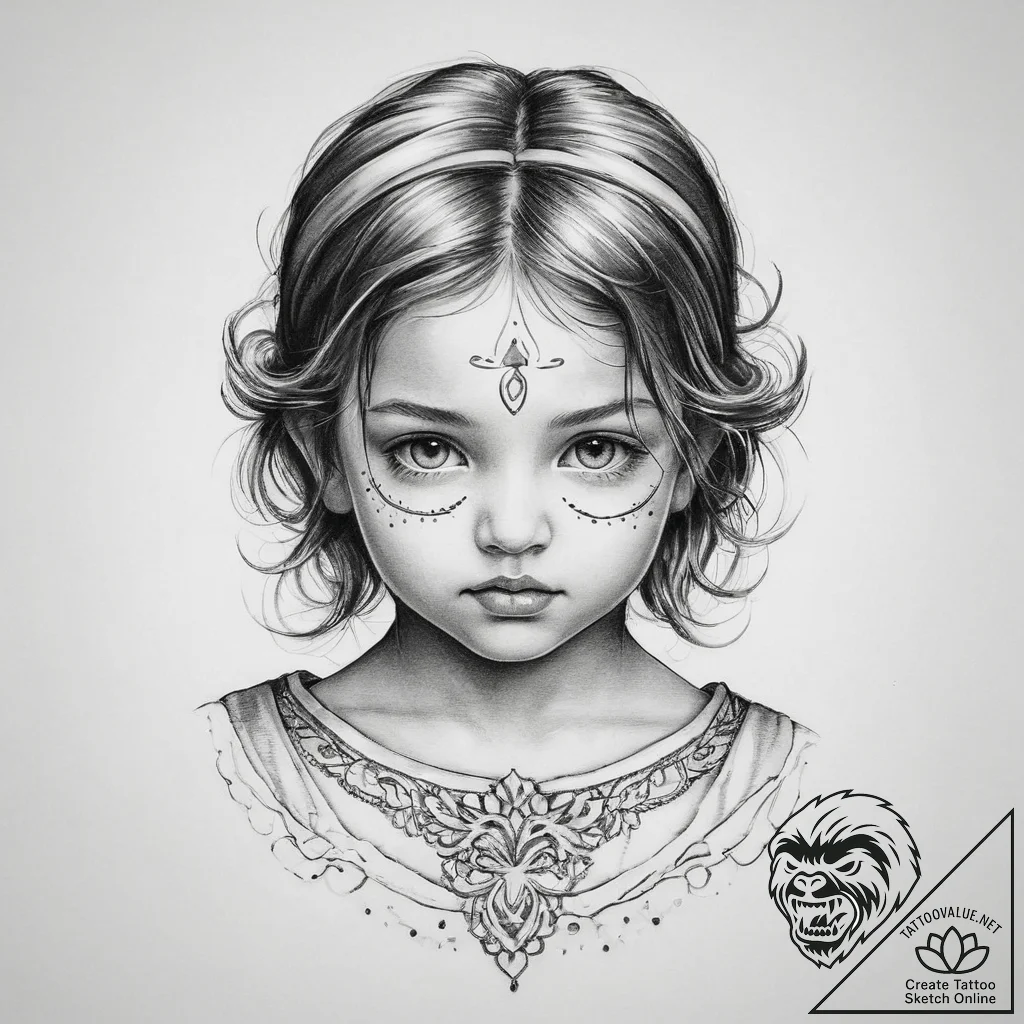 Tattoo sketch divine child, tattoo drawing ou... - tattoo sketch (№1756745620_0, 01.09.2025 16:53) — tattoovalue.net