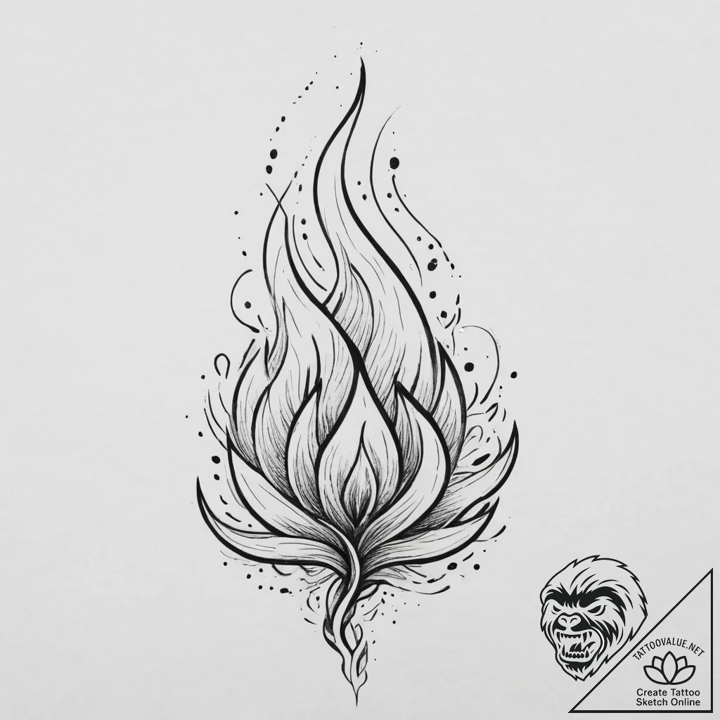 Tattoo sketch fire, tattoo line art, on a cle... - tattoo sketch (№1756746209_0, 01.09.2025 17:03) — tattoovalue.net