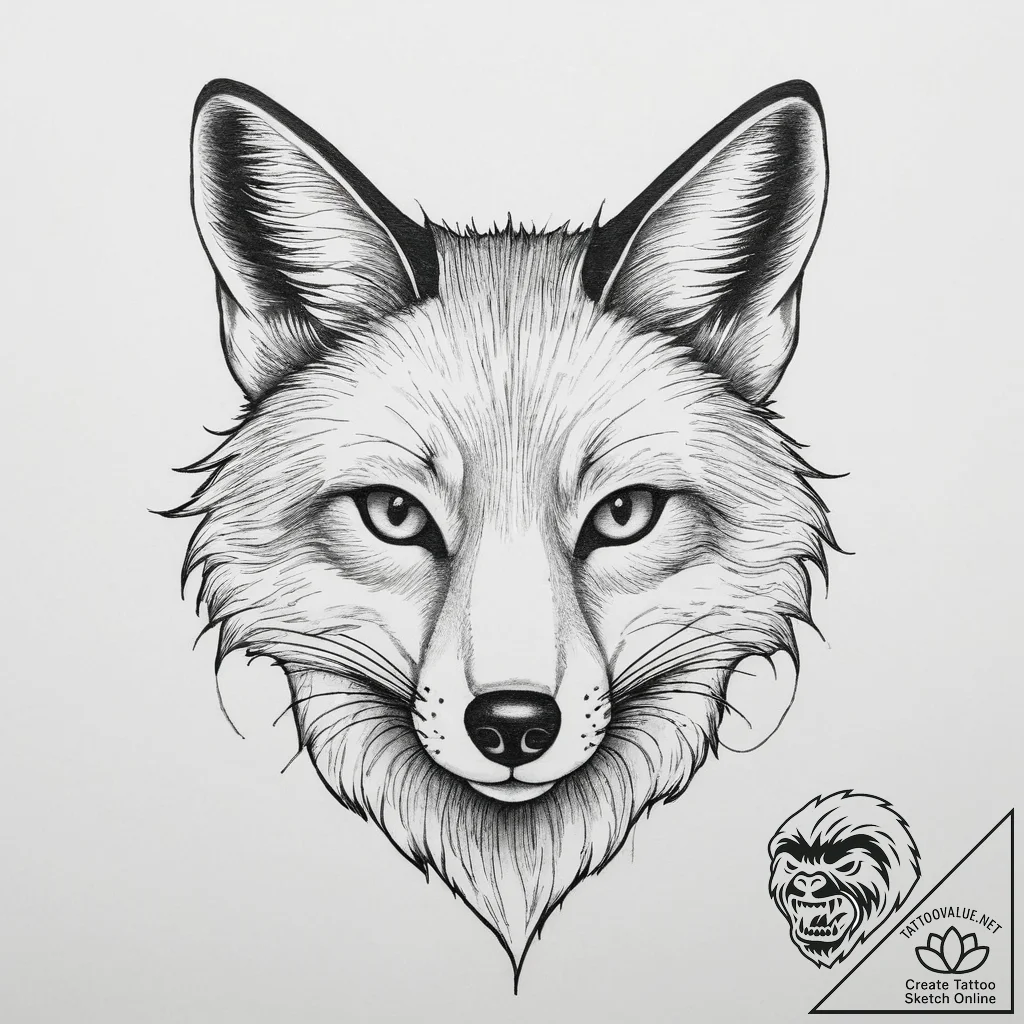 Tattoo sketch fox tattoo - tattoo sketch (№1756746602_0, 01.09.2025 17:10) — tattoovalue.net
