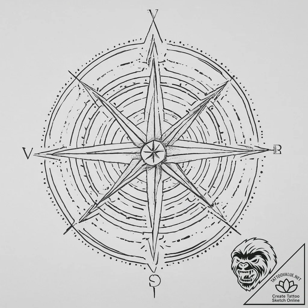 Tattoo sketch vegvisir compass, tattoo line a... - tattoo sketch (№1756747387_0, 01.09.2025 17:23) — tattoovalue.net