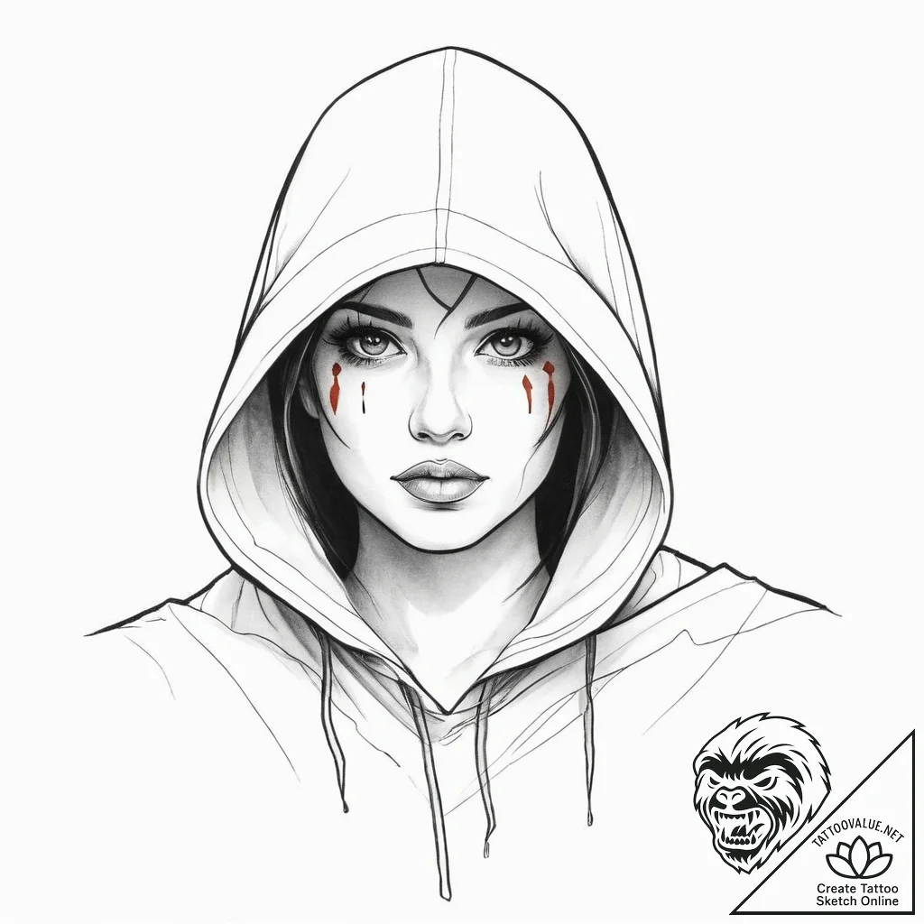 Tattoo sketch cape with a hood, tattoo drawin... - tattoo sketch (№1756748369_0, 01.09.2025 17:39) — tattoovalue.net