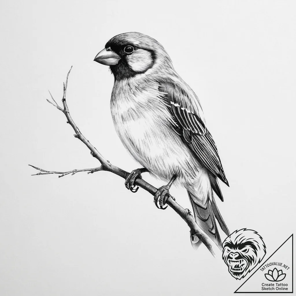 Tattoo sketch finch - tattoo sketch (№1756749547_0, 01.09.2025 17:59) — tattoovalue.net