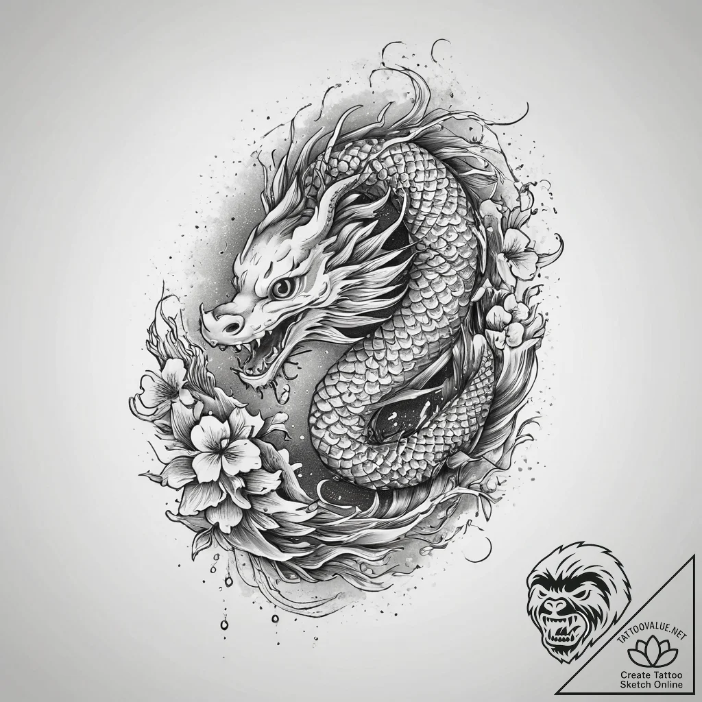Tattoo sketch loop, tattoo line art, irezumi... - tattoo sketch (№1756752079_0, 01.09.2025 18:41) — tattoovalue.net