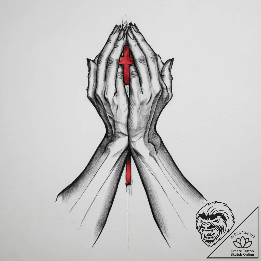 Tattoo sketch two hands praying, tattoo sketc... - tattoo sketch (№1756752273_0, 01.09.2025 18:44) — tattoovalue.net