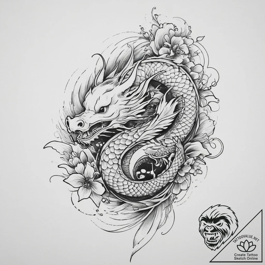 Tattoo sketch kirin, tattoo drawing outline,... - tattoo sketch (№1756753629_0, 01.09.2025 19:07) — tattoovalue.net