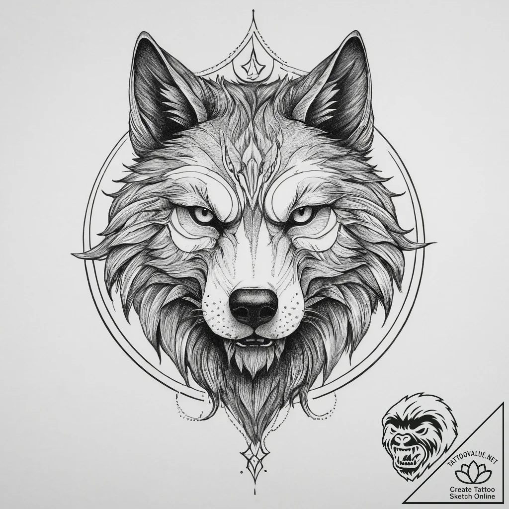 Tattoo sketch werewolf with a person, tattoo... - tattoo sketch (№1756753823_0, 01.09.2025 19:10) — tattoovalue.net