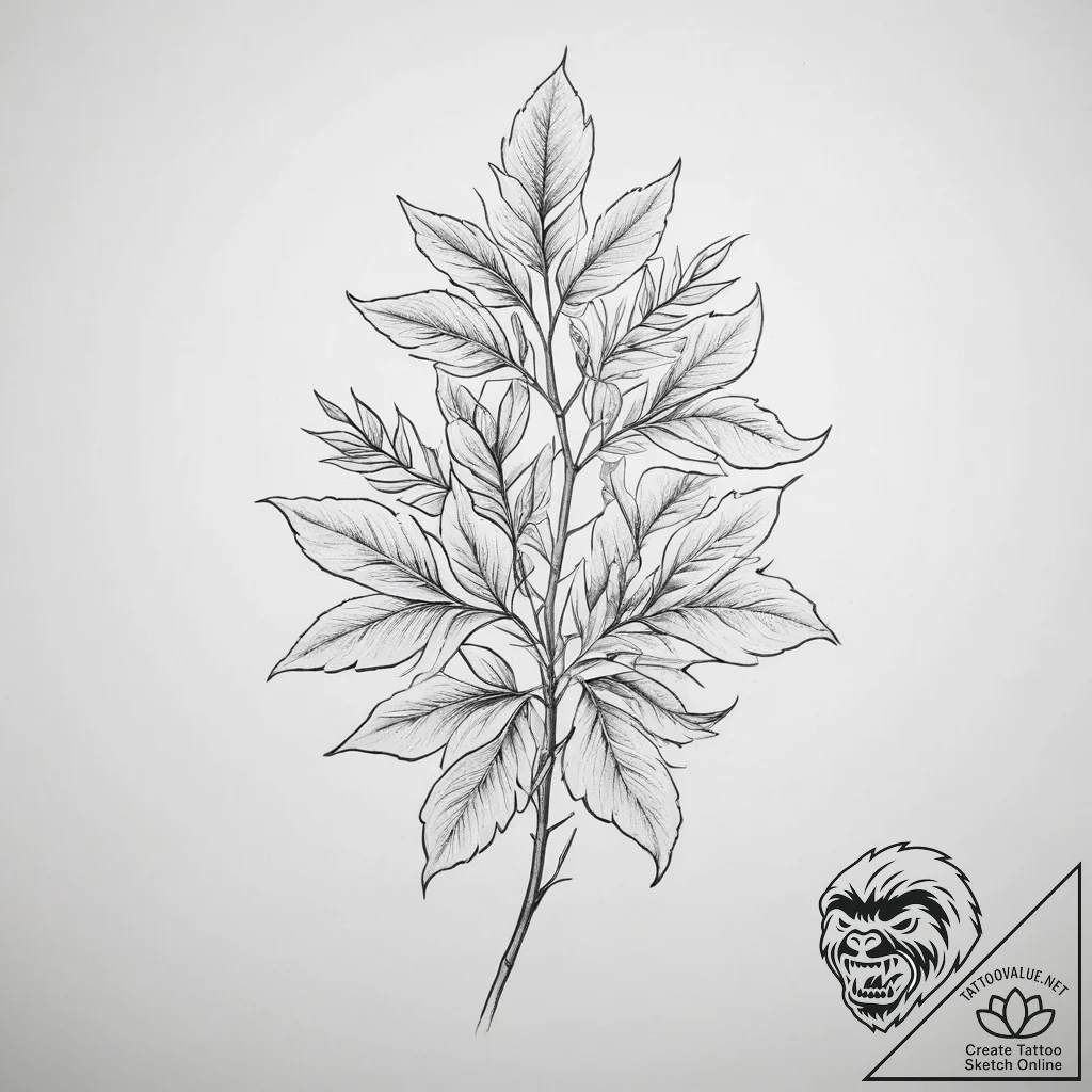Tattoo sketch a symbolic plant - tattoo sketch (№1756755374_0, 01.09.2025 19:36) — tattoovalue.net