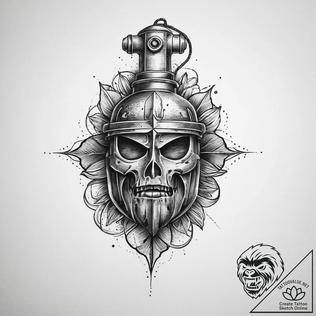 Tattoo sketch grenade tattoo, tattoo line art... - tattoo sketch (№1756756155_0, 01.09.2025 19:49) — tattoovalue.net