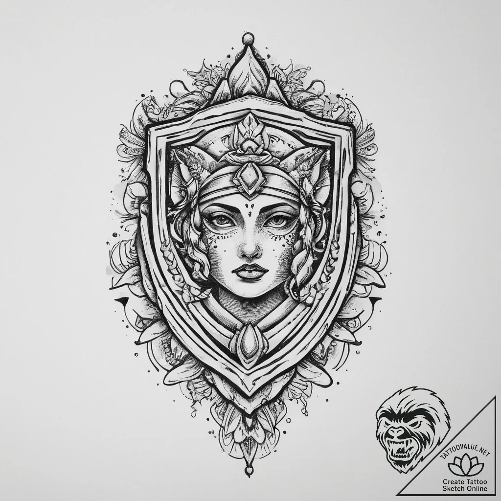 Tattoo sketch hieroglyphic symbol for "courag... - tattoo sketch (№1756756348_0, 01.09.2025 19:52) — tattoovalue.net