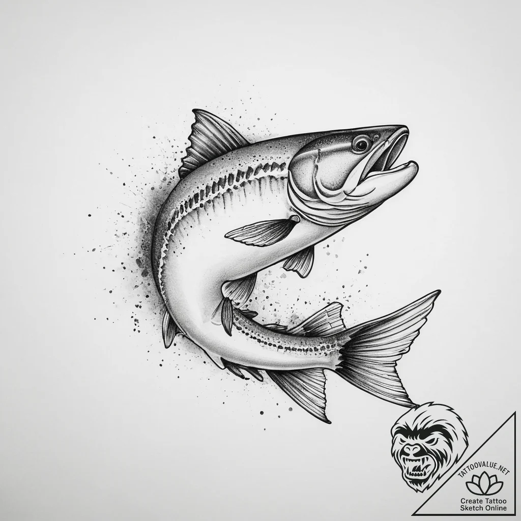 Tattoo sketch arctic char - tattoo sketch (№1756759447_0, 01.09.2025 20:44) — tattoovalue.net