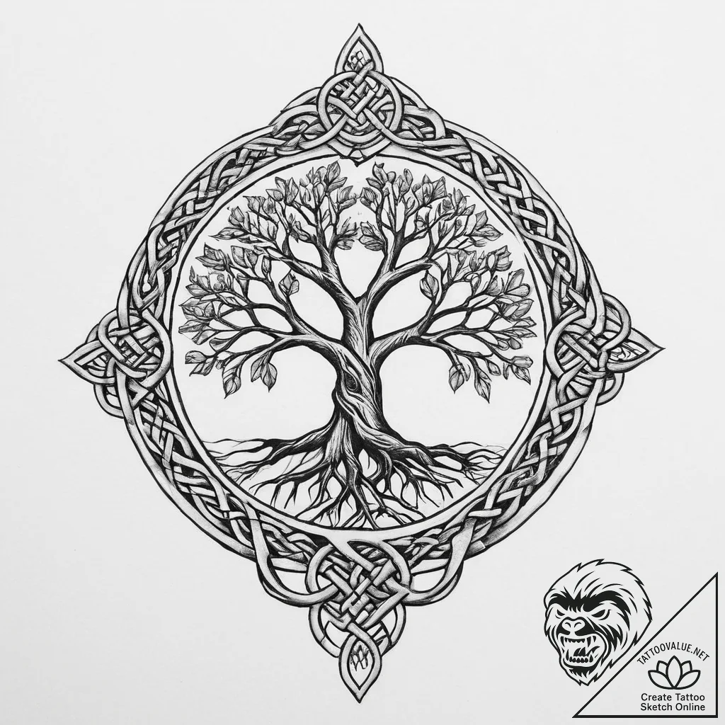 Tattoo sketch celtic tree of life, concept ar... - tattoo sketch (№1756759640_0, 01.09.2025 20:47) — tattoovalue.net
