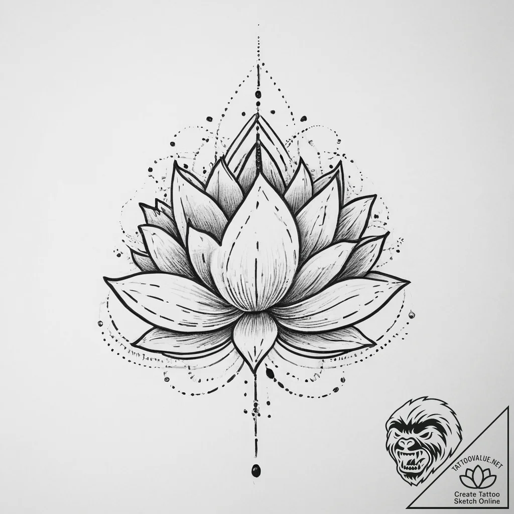 Tattoo sketch berkanan rune with a lotus, con... - tattoo sketch (№1756760998_0, 01.09.2025 21:09) — tattoovalue.net