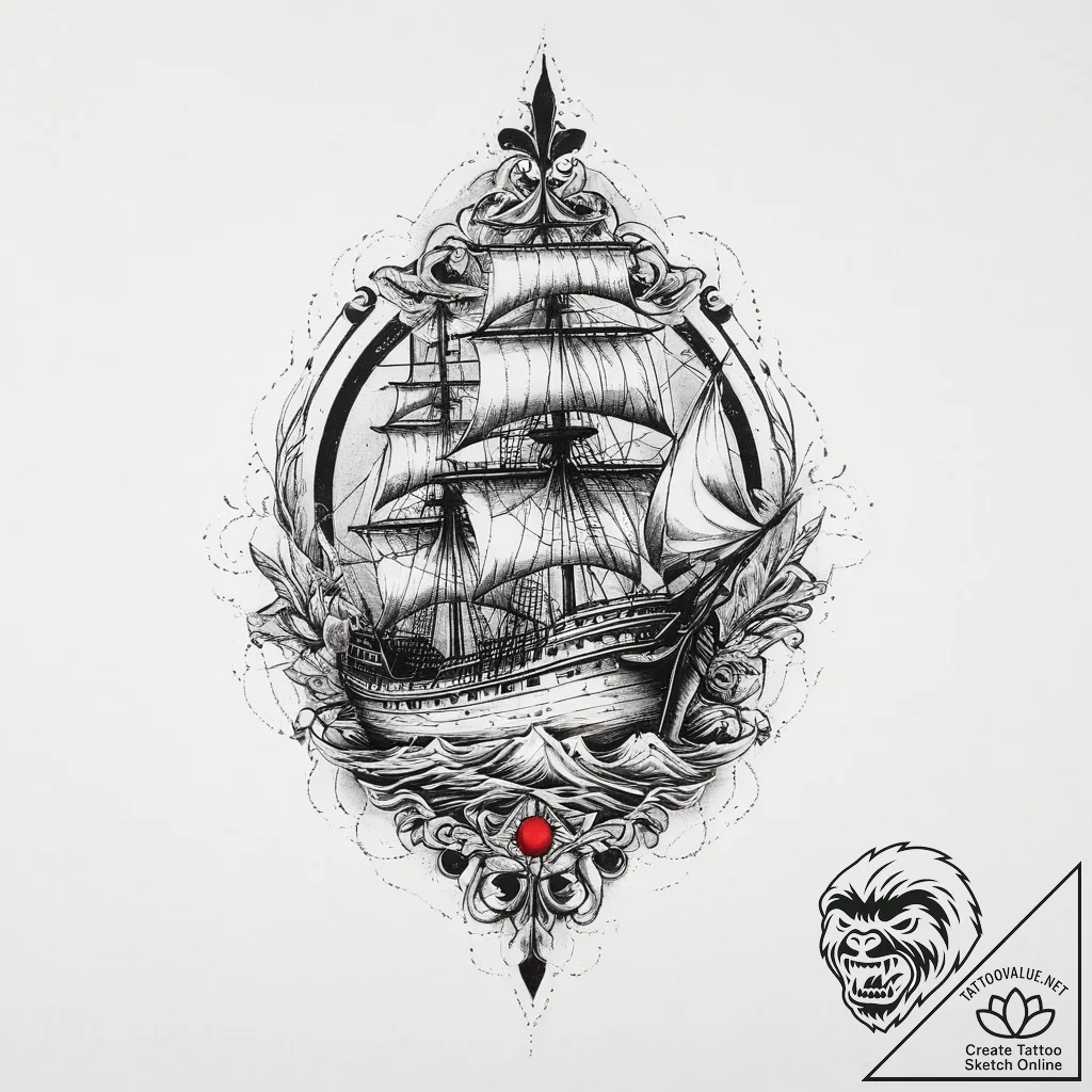 Tattoo sketch ship, tattoo flash sheet design... - tattoo sketch (№1756761197_0, 01.09.2025 21:13) — tattoovalue.net