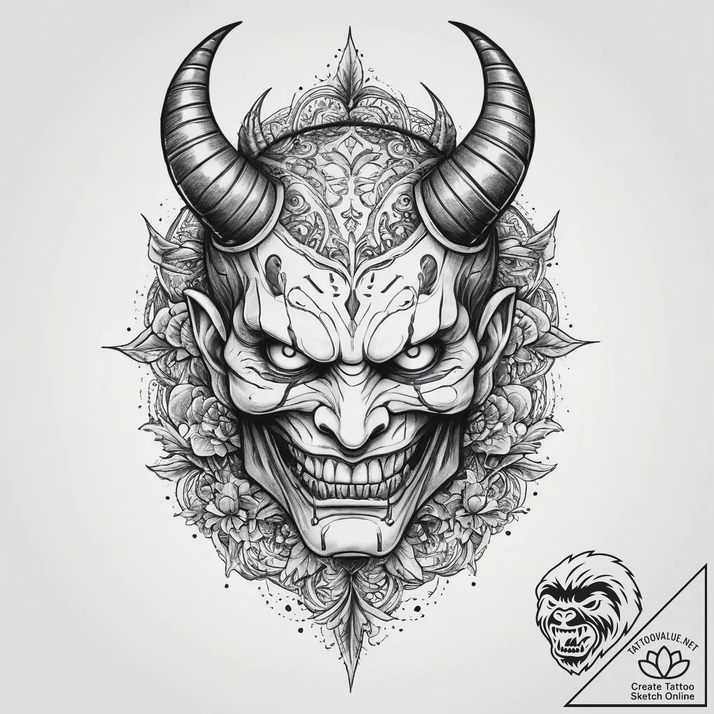 Tattoo sketch irezumi демон они, ink illustra... - tattoo sketch (№1756761792_0, 01.09.2025 21:23) — tattoovalue.net