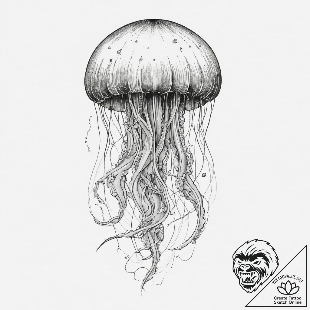 Tattoo sketch jellyfish tattoo, tattoo line a... - tattoo sketch (№1756763578_0, 01.09.2025 21:52) — tattoovalue.net