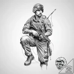 Tattoo sketch soldier with a thread – tattoo sketch (№1756763776_0, 01.09.2025 21:56) — tattoovalue.net